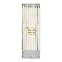 Gold Glitter and Ivory Tall Birthday Candles By Meri Meri